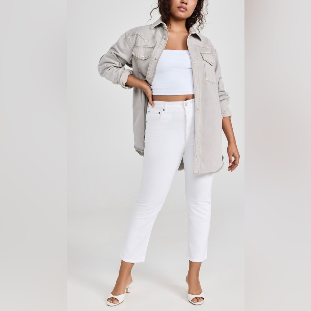 NWT A Golde Riley High Rise Crop Jeans in Whip / White - Size 31